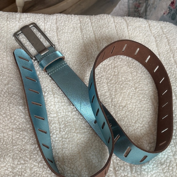 Accessories - Metallic Blue Belt with Silver Buckle